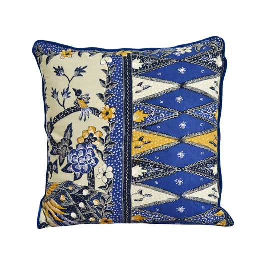 Blue Cirebon Batik with French Silk Velvet