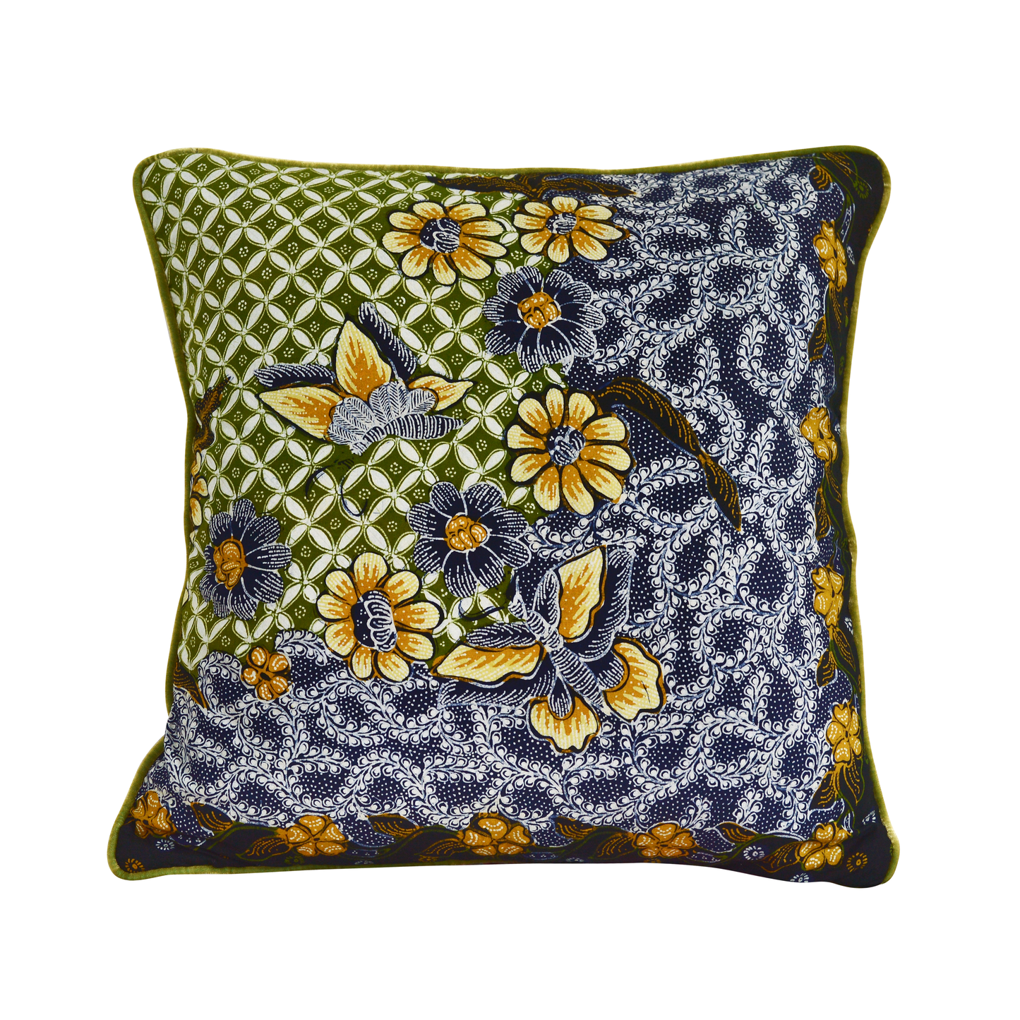 Blue and Green Cirebon Batik with French Silk Velvet