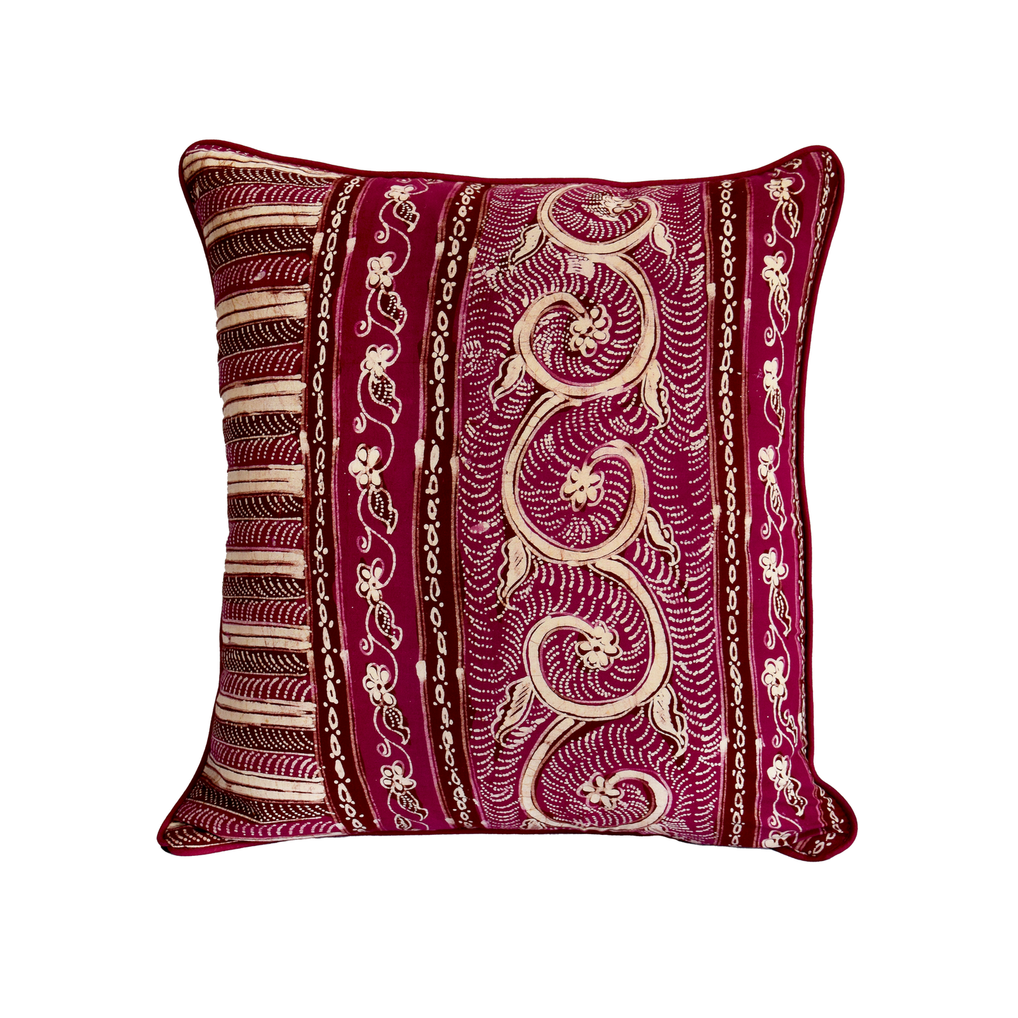 Lasem Fuschia Batik and French Velour Cushion